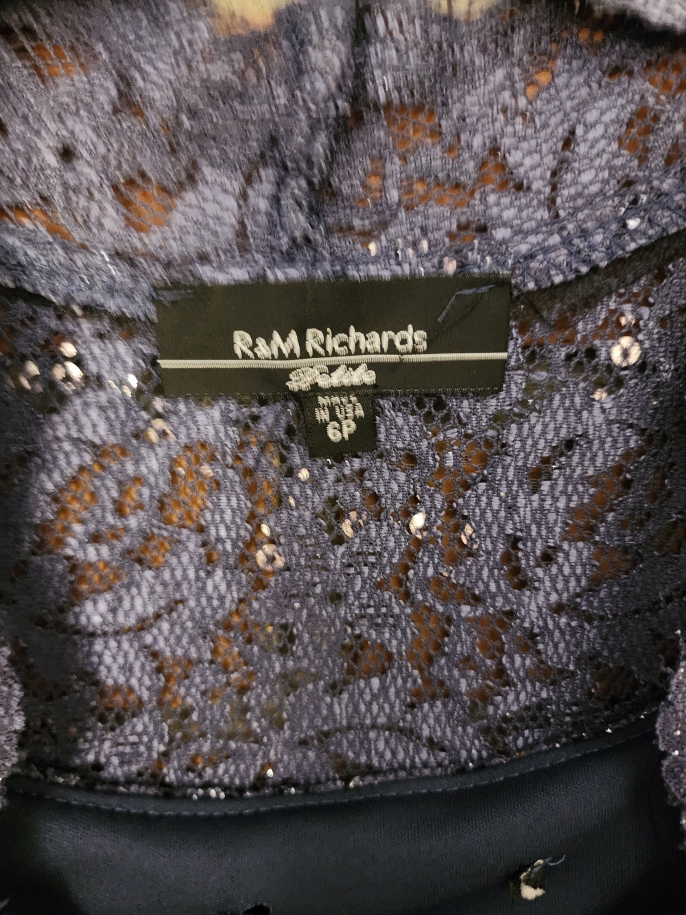 R & M Richards Navy Sequin Tank, Jacket & Pants Set 6P - Picture 4 of 10